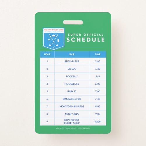 Schedule for Lanyard Badge