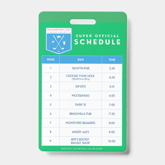 Schedule for Lanyard Badge (Front)