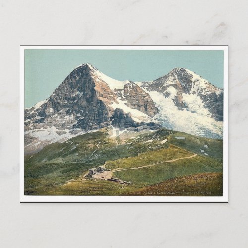 Scheidegg Mount Eiger and Moumlnch Bernese Obe Postcard