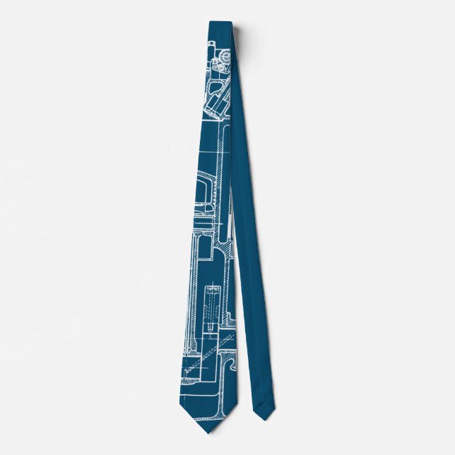 Schematic Blueprint Drawing Mechanical Drawing Neck Tie (Front)