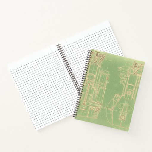 Schematic Engineering Drawing Early Gas Engine Notebook | Zazzle