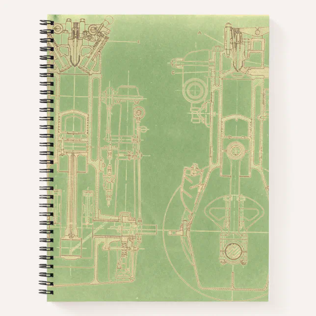 Schematic Engineering Drawing Early Gas Engine Notebook | Zazzle