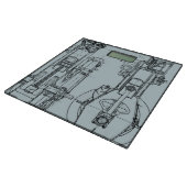 Schematic Mechanical Engineer Drawing Blueprint Bathroom Scale (Angled)