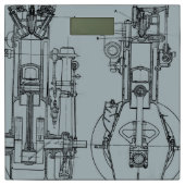 Schematic Mechanical Engineer Drawing Blueprint Bathroom Scale (Front)
