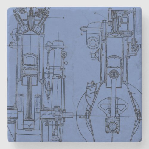 Schematic Mechanical Engineer Drawing Blueprint Stone Coaster