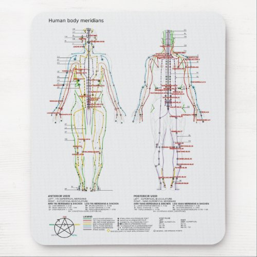 Schematic of the Chinese or Human Body Meridians Mouse Pad