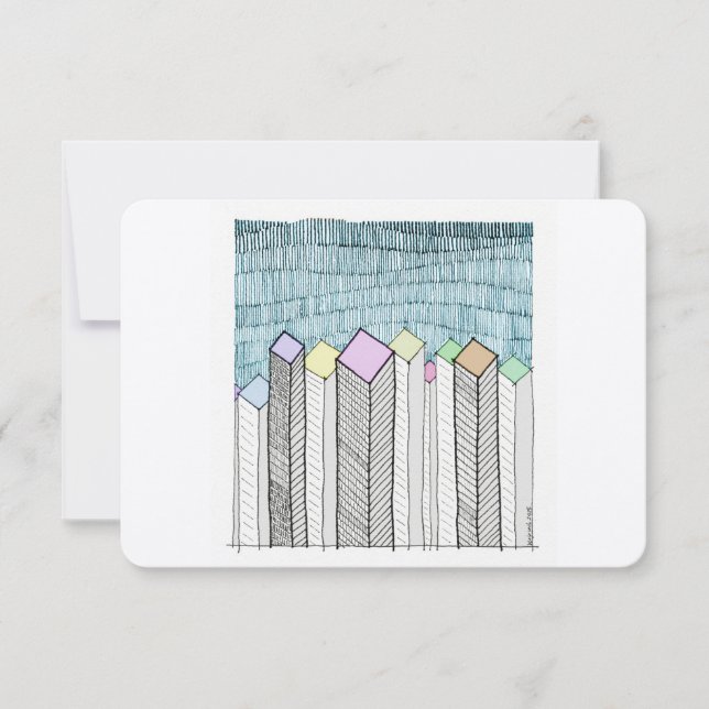 Schematic Skyscrapers Note Card (Front)
