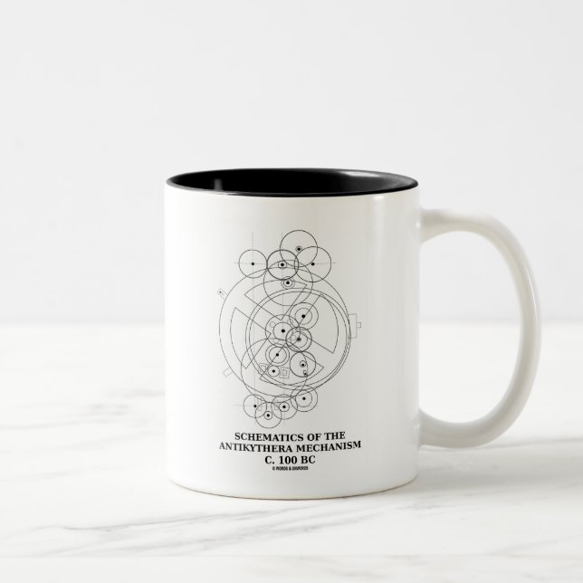 Schematics Of The Antikythera Mechanism (Diagram) Two-Tone Coffee Mug (Right)