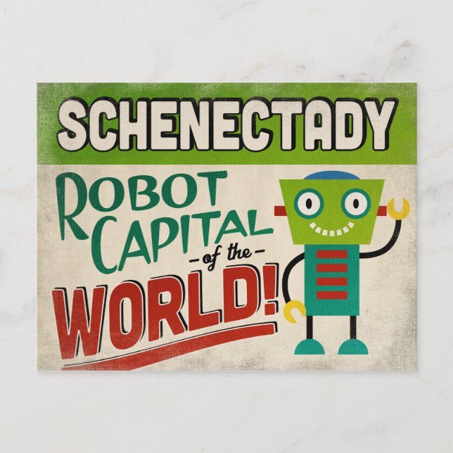 Schenectady New York Robot - Funny Vintage Postcard (Front)