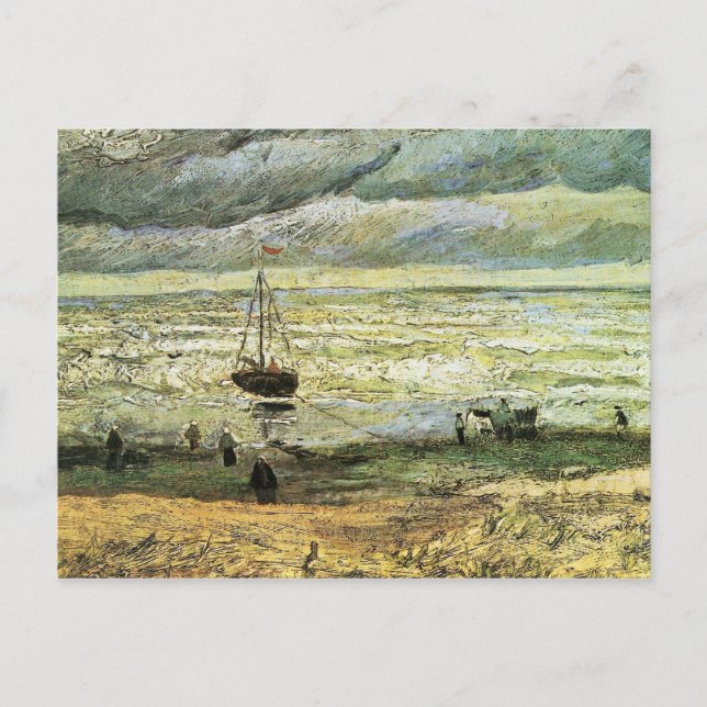 Scheveningen beach in stormy weather by van Gogh Postcard (Front)