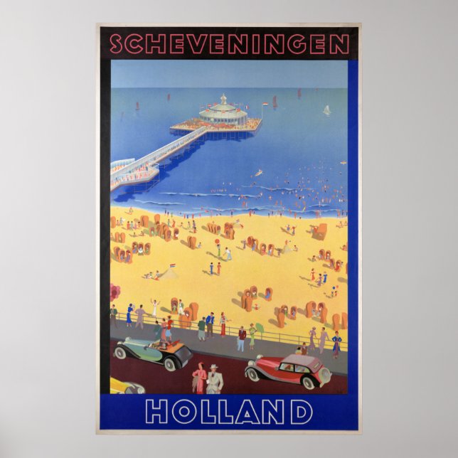 Scheveningen in Holland Vintage Travel Poster Rest (Front)