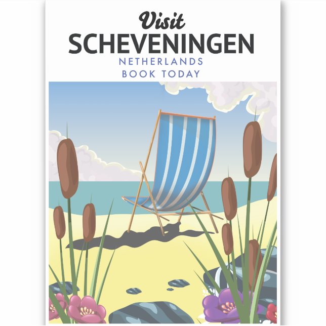 Scheveningen Netherlands beach poster Sticker (Front)