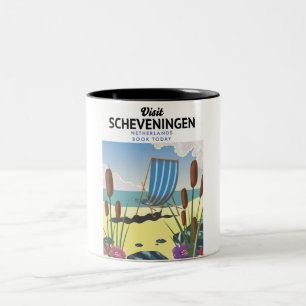 Scheveningen Netherlands beach poster Two-Tone Coffee Mug