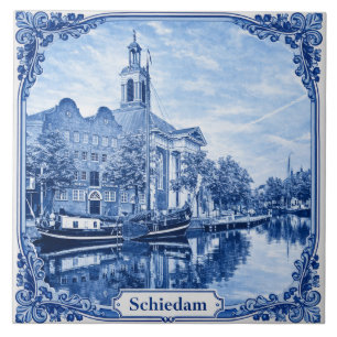 Schiedam Delft Blue style ceramic tile
