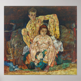 Schiele - Crouching Couple (The Family) Poster