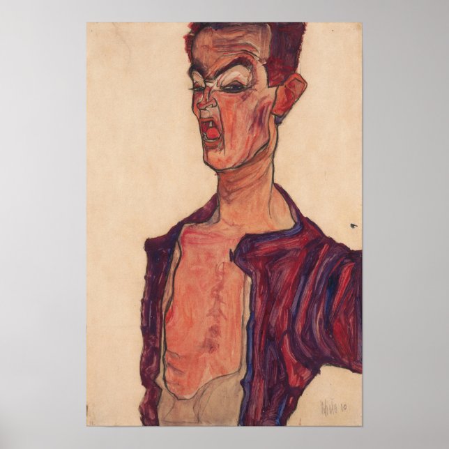 Schiele - Self-Portrait Grimacing Poster (Front)