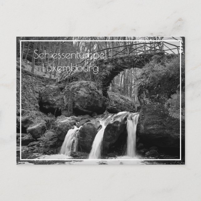 Schiessentumpel Waterfall Luxembourg Monochrome Postcard (Front)