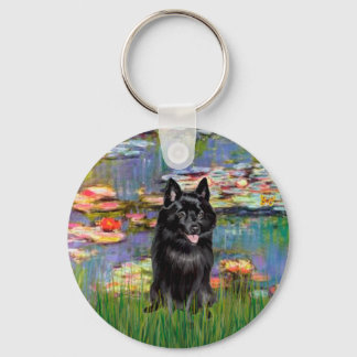 Schipperke 4 - Lilies 2 Keychain