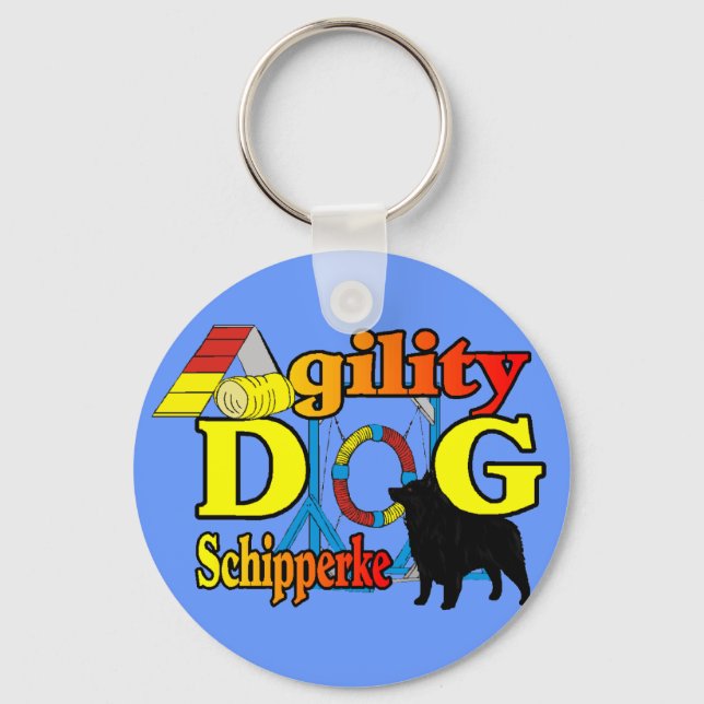 Schipperke Agility Gifts Keychain (Front)