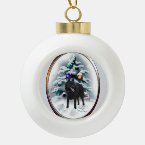 Schipperke Christmas Ceramic Ball Christmas Ornament