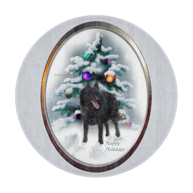 Schipperke Christmas Cutting Board (Front)