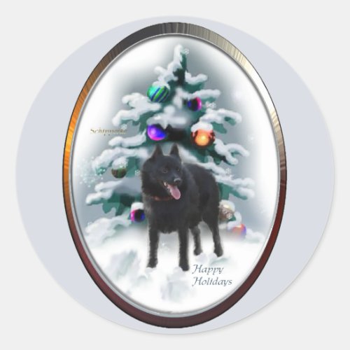 Schipperke Christmas Gifts Classic Round Sticker