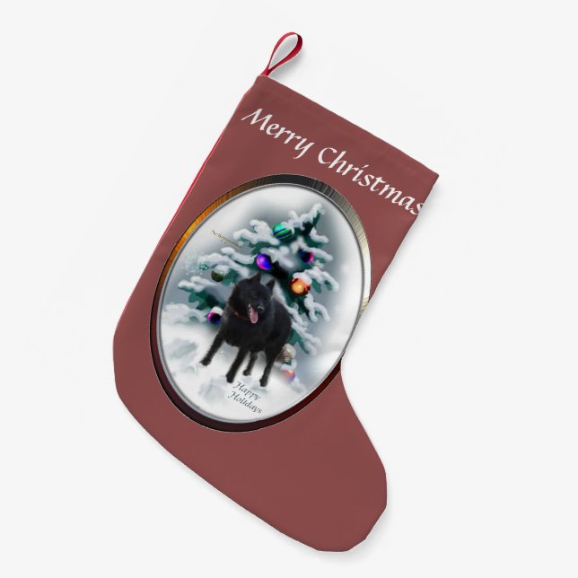 Schipperke Christmas Small Christmas Stocking (Front (Hanging))
