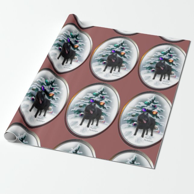 Schipperke Christmas Wrapping Paper (Unrolled)