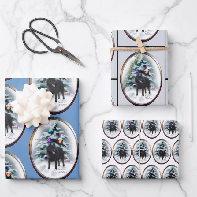 Schipperke Christmas Wrapping Paper Sheets (Front)