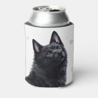 schipperke Dog Breed Cozy with Hearts Can Cooler