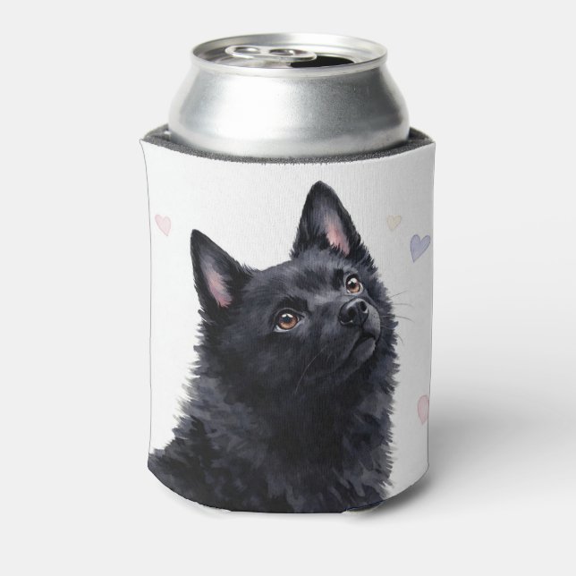 schipperke Dog Breed Cozy with Hearts Can Cooler (Can Back)