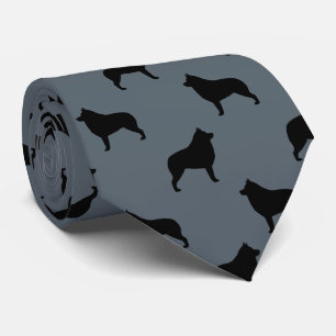 Schipperke Dog Breed Silhouettes Pattern Neck Tie