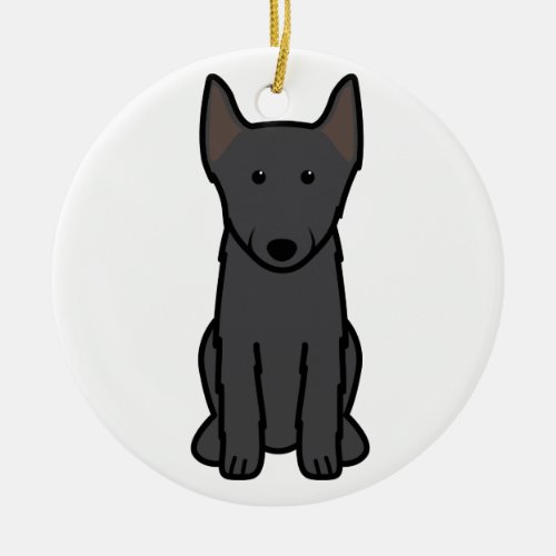 Schipperke Dog Cartoon Ceramic Ornament