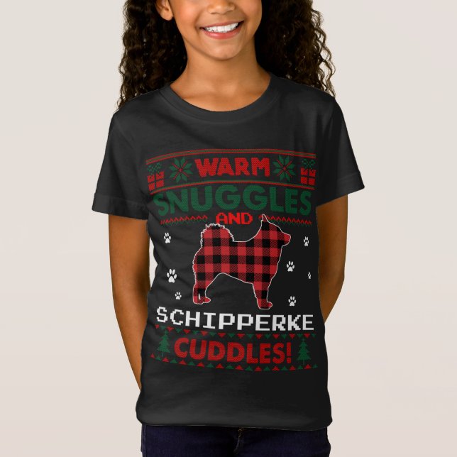Schipperke Dog Christmas Pajama Ugly Christmas Swe T-Shirt (Front)