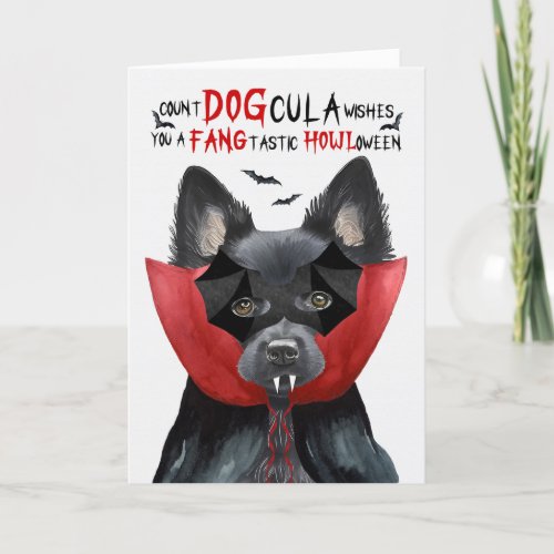 Schipperke Dog Funny Count DOGcula Halloween Holiday Card
