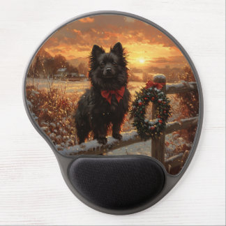 Schipperke Dog Rustic Winter Sunset Gel Mouse Pad