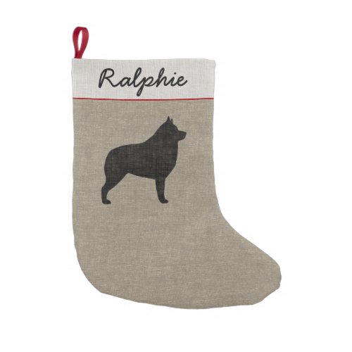 Schipperke Dog Silhouette Personalized Holiday Small Christmas Stocking