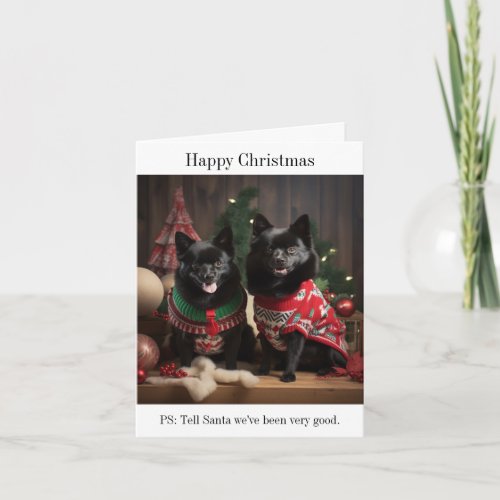 Schipperke Dogs Happy Christmas Card