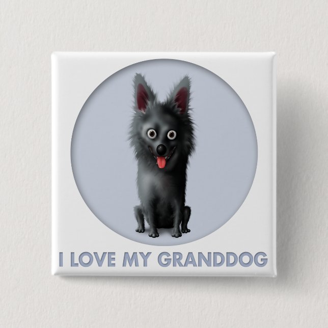 Schipperke Granddog Pinback Button (Front)