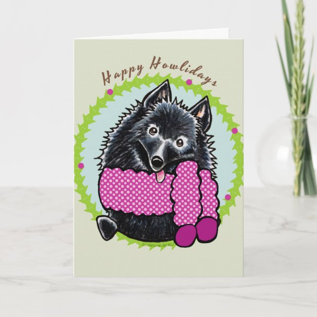 Schipperke Happy Howlidays Holiday Card (Front)