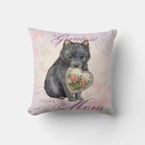 Schipperke Heart Mom Throw Pillow