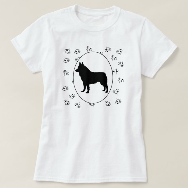 Schipperke Hearts and Pawprints T-Shirt (Design Front)