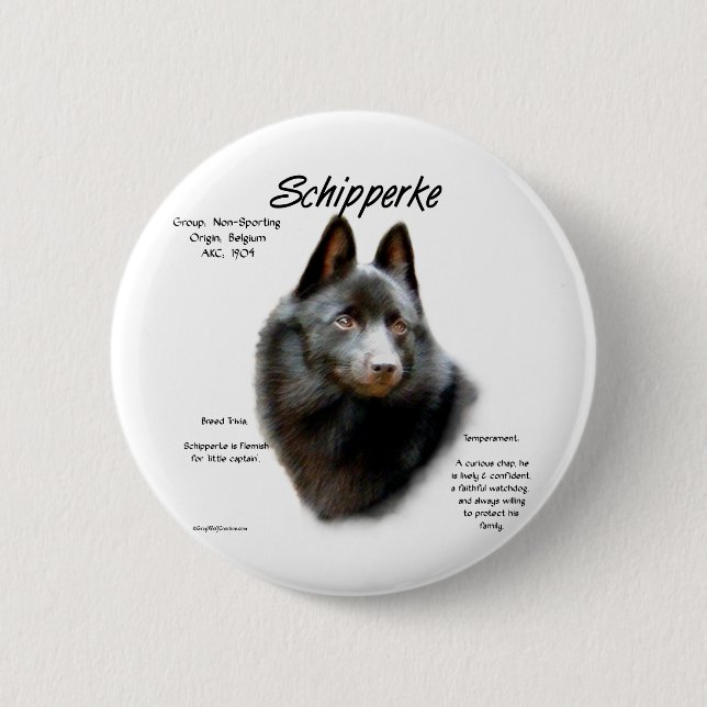 Schipperke History Design Button (Front)