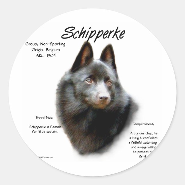 Schipperke History Design Classic Round Sticker (Front)