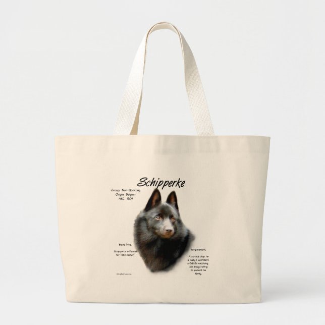 Schipperke History Design Large Tote Bag (Front)