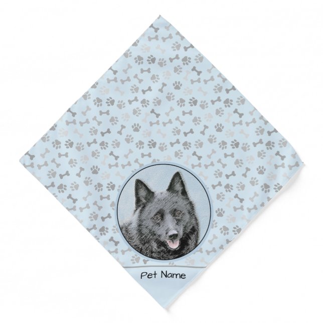 Schipperke Painting Black Cute Original Dog Art Bandana (Front)