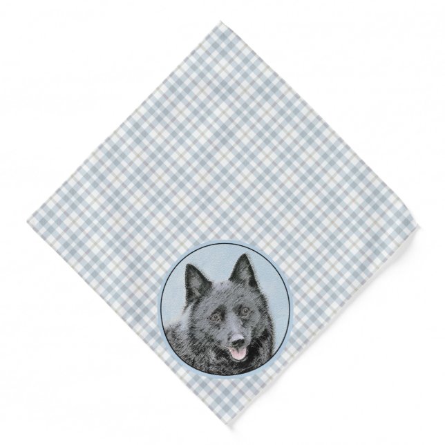 Schipperke Painting Black Cute Original Dog Art Bandana (Front)