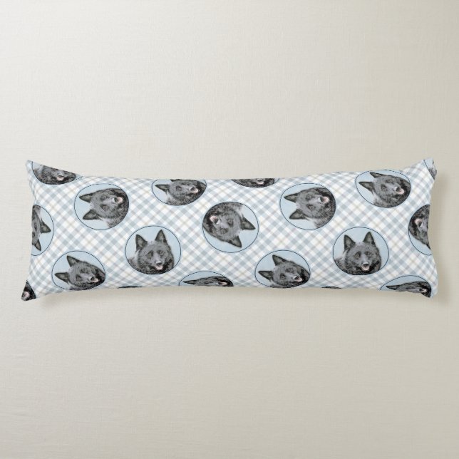 Schipperke Painting Black Cute Original Dog Art Body Pillow (Front)