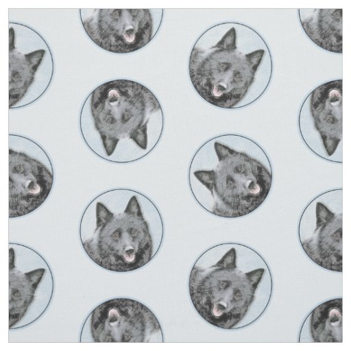 Schipperke Painting Black Cute Original Dog Art Fabric