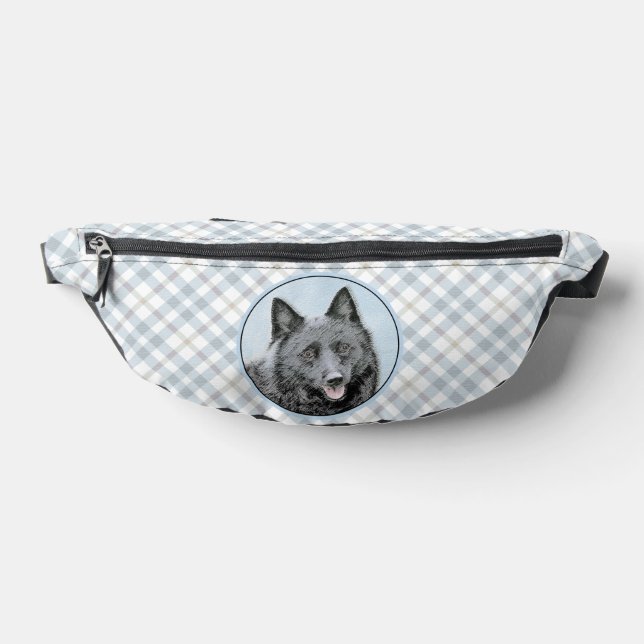 Schipperke Painting Black Cute Original Dog Art Fanny Pack (Lay Down)